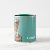 Personalisierter Frosch mit Brille Zweifarbige Tasse (Mittel)
