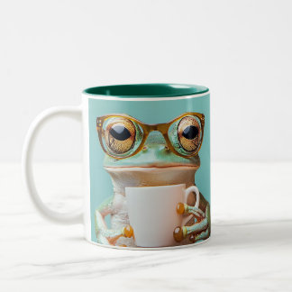 Personalisierter Frosch mit Brille Zweifarbige Tasse