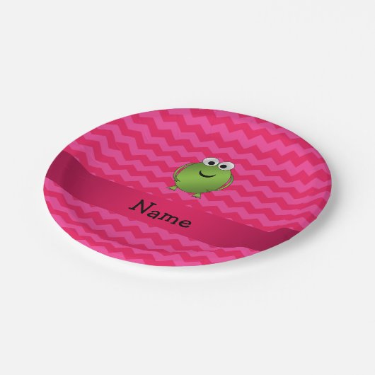 Personalisierter Frosch Pappteller (Schrägansicht)