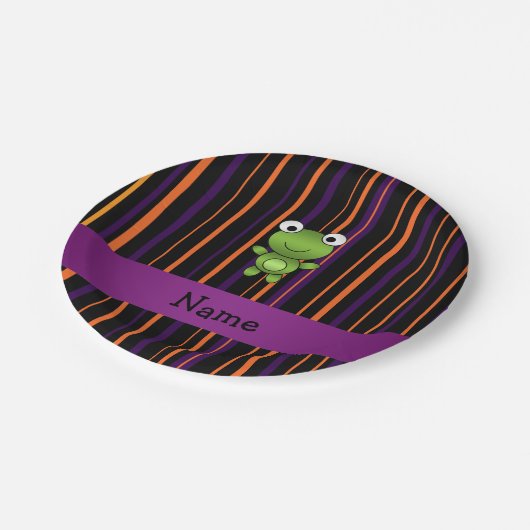 Personalisierter Frosch Pappteller (Schrägansicht)