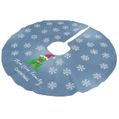 Personalisierter Frosch-Weihnachtsbaum-Rock Leinenimitat Weihnachtsbaumdecke (Schrägansicht)