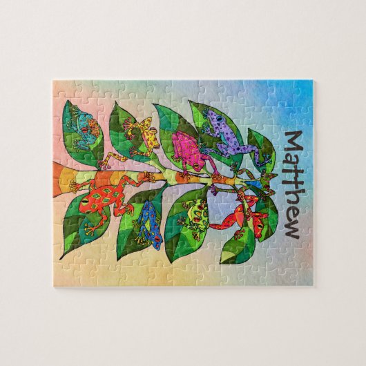 Personalisierter Froschbaum Wasserfarbe Puzzle (Horizontal)