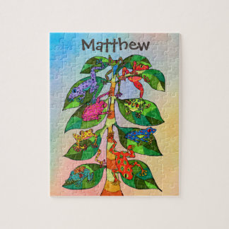 Personalisierter Froschbaum Wasserfarbe Puzzle