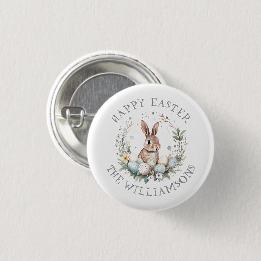 Personalisierter Frühling Bunny Easter Egland Button (Vorne & Hinten)
