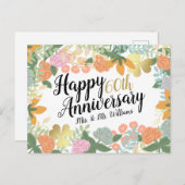 Personalisierter Frühling florale Happy 60. Jahres Postkarte (Vorne/Hinten)