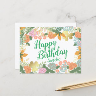 Personalisierter Frühling Rose Blumenfreuden Gebur Postkarte