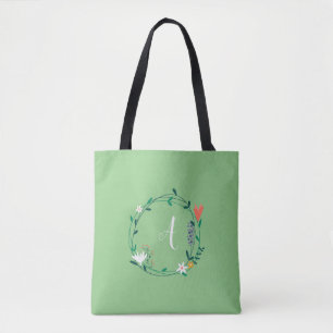 Personalisierter Frühlingsblumen-Girlande Tasche