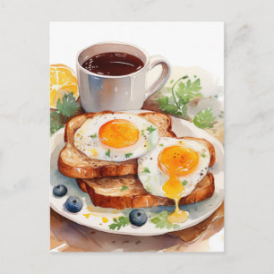 Personalisierter Frühstück Ei Toast Kaffee Essen F Feiertagspostkarte
