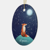 personalisierter Fuchs und Vollmond Weihnachten Keramik Ornament (Links)