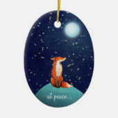 personalisierter Fuchs und Vollmond Weihnachten Keramik Ornament (Vorne)