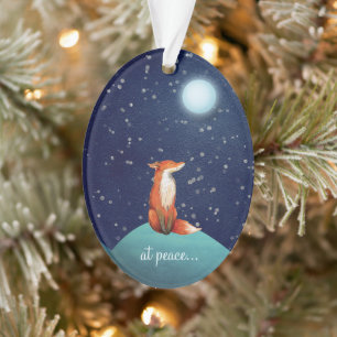 personalisierter Fuchs und Vollmond Weihnachten Ornament