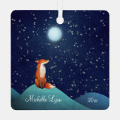 personalisierter Fuchs und Vollmond Weihnachten Ornament Aus Metall (Rückseite)