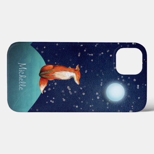 Personalisierter Fuchs unter Vollmond Case-Mate iPhone Hülle (Rückseite (Horizontal))