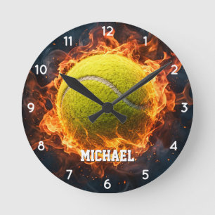 Personalisierter Fügen Sie Ihren Namen Tennisball Runde Wanduhr