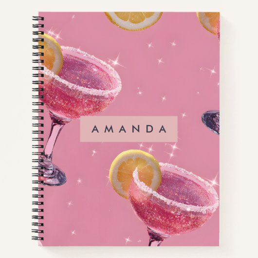 Personalisierter Funkel-Glam-Pink-Cocktail Notizblock (Vorderseite)