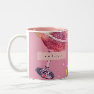 Personalisierter Funkel-Glam-Pink-Cocktail Zweifarbige Tasse