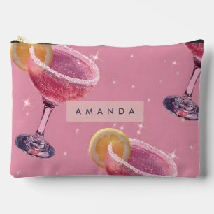 Personalisierter Funkel Glam Rosa Cocktail Zubehörtasche