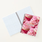 Personalisierter Funkel Glam Rosa Cupcake Genuss Notizblock (Innenseite)