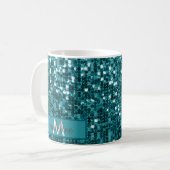 Personalisierter Funkelnd Aquamariner Sequenzname/ Kaffeetasse (Vorderseite Links)