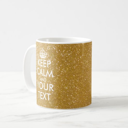 Personalisierter funkelnd Glitzer Behalte ruhige T Kaffeetasse (Vorderseite Links)