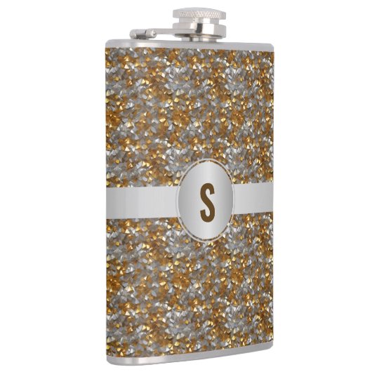 Personalisierter Funkelnd Silbergoldkolben Flachmann (Rechts)