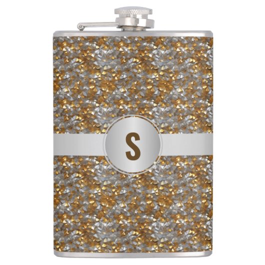 Personalisierter Funkelnd Silbergoldkolben Flachmann (Vorderseite)