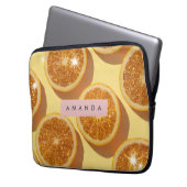 Personalisierter Funkelnde Zitrus Glitter Orange Laptopschutzhülle (Vorderseite Links)