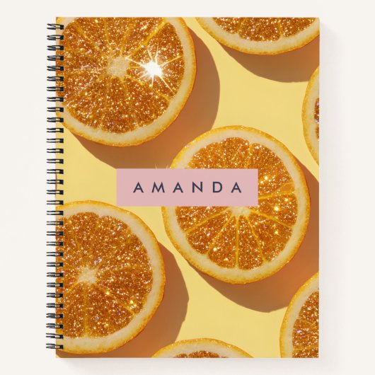 Personalisierter Funkelnde Zitrus Glitter Orange Notizblock (Vorderseite)