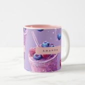 Personalisierter funkelnder Beeren-Glück-Purpur-Sm Zweifarbige Tasse (VorderseiteRechts)