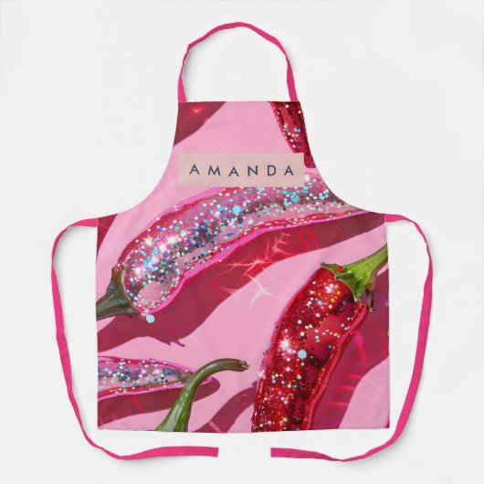 Personalisierter funkelnder heißrosa-glitzernder C Schürze (Vorderseite)