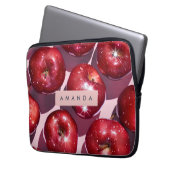 Personalisierter funkelnder roter Apfel auf rosa H Laptopschutzhülle (Vorderseite Links)