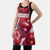 Personalisierter funkelnder roter Apfel rosa Hinte Schürze (InSitu)