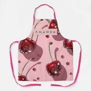 Personalisierter funkelnder roter Kirsch-Glamour Schürze
