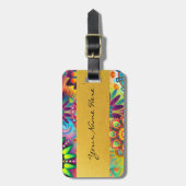 Personalisierter Funky Boho Blumenflammen-Mandalas Gepäckanhänger (Vorderseite vertikal)