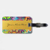 Personalisierter Funky Boho Blumenflammen-Mandalas Gepäckanhänger (Rückseite horizontal)