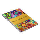 Personalisierter Funky Boho Blumenflammen-Mandalas Notizblock (Rechte Seite)