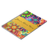 Personalisierter Funky Boho Blumenflammen-Mandalas Notizblock (Linke Seite)