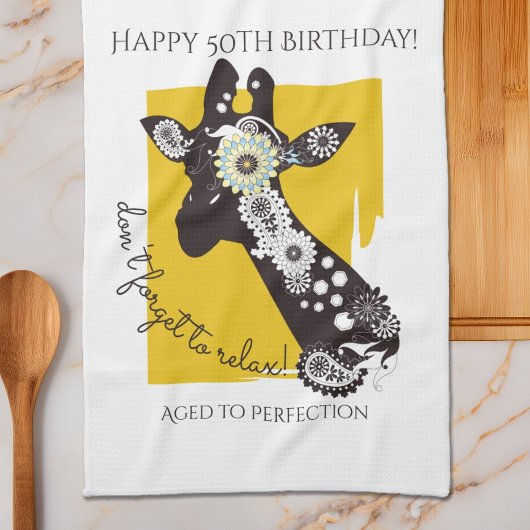 Personalisierter Funky Cooler Giraffe Lustiger Geb Geschirrtuch