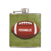 Personalisierter Funky grüner Grunge-Fußball Flachmann (Vorderseite)
