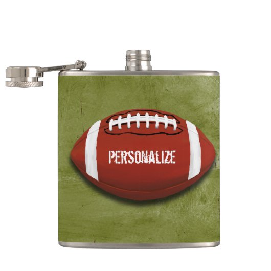 Personalisierter Funky grüner Grunge-Fußball Flachmann (Geöffnet)