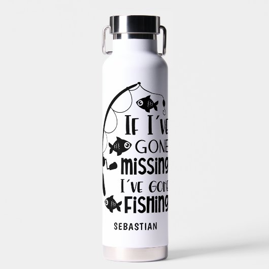 Personalisierter Funny Gone Fischen Trinkflasche (Vorne)