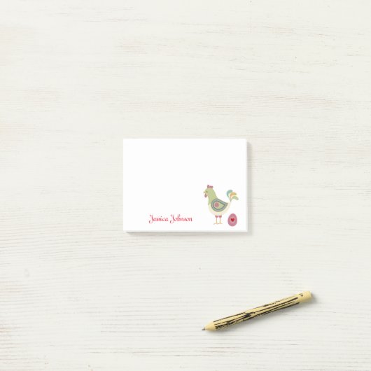 Personalisierter Funny Hen mit Egg Abstrakt Notizb Post-it Klebezettel (Auf Schreibtisch)