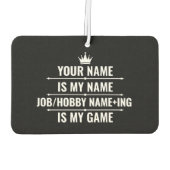 Personalisierter Funny Job und Name des Hobby Autolufterfrischer (Rückseite)