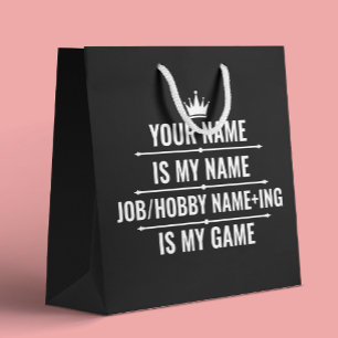 Personalisierter Funny Job und Name des Hobby Große Geschenktüte