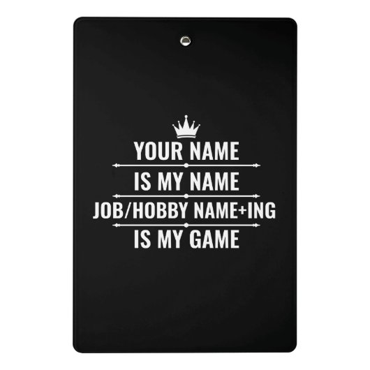 Personalisierter Funny Job und Name des Hobby Mini Klemmbrett (Rückseite)