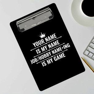 Personalisierter Funny Job und Name des Hobby Mini Klemmbrett