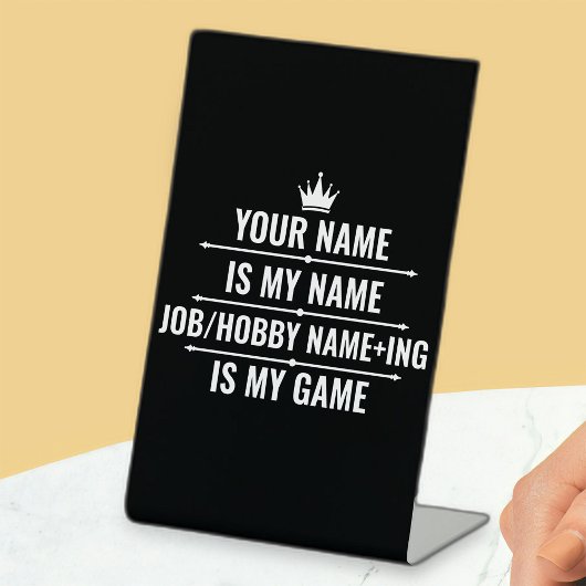 Personalisierter Funny Job und Name des Hobby Sockelschild