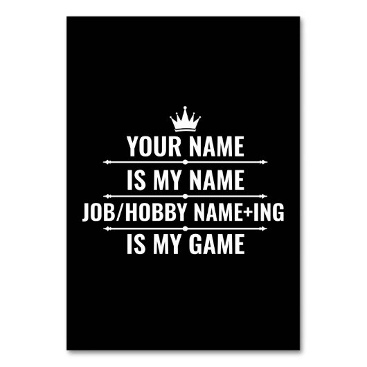 Personalisierter Funny Job und Name des Hobby Tischnummer (Rückseite)