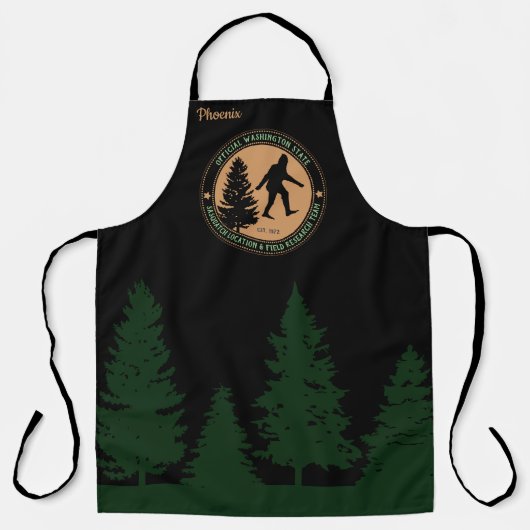 Personalisierter Funny Sasquatch Standort und Fors Schürze (Vorderseite)