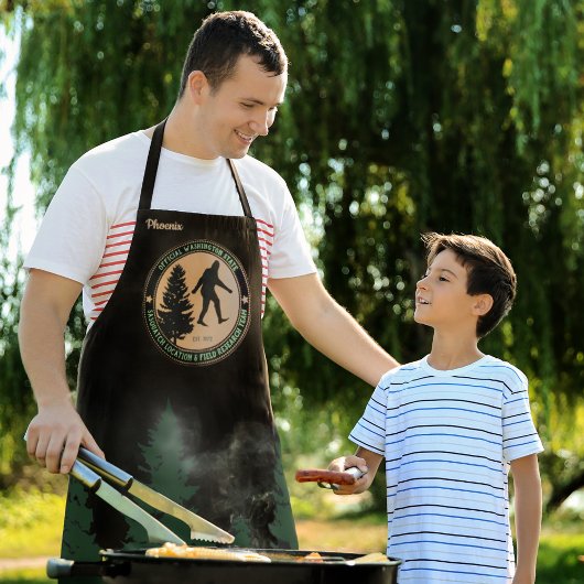 Personalisierter Funny Sasquatch Standort und Fors Schürze
